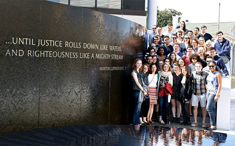PLA students by a Martin Luther King, Jr. monument